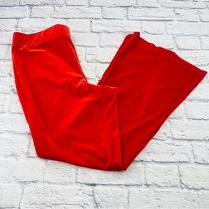 Lane Bryant Size 16 Velour Pants Bright Red Flare Leg Pull On Stretch